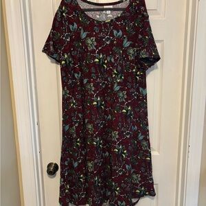 LuLaRoe Burgundy Floral High Low Carly Dress XL